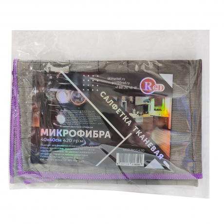  RED RCG420 Салфетка микрофибра для стекол Carbon glass cleaning cloth 420гр.м, 40x40см